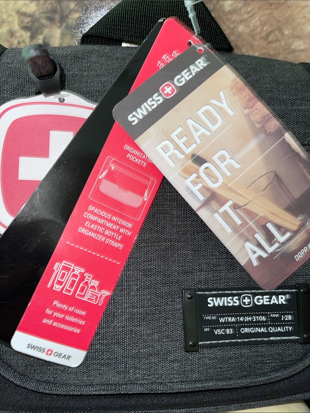 SwissGear Dark Gray and Black Compact Travel Kit with Tags